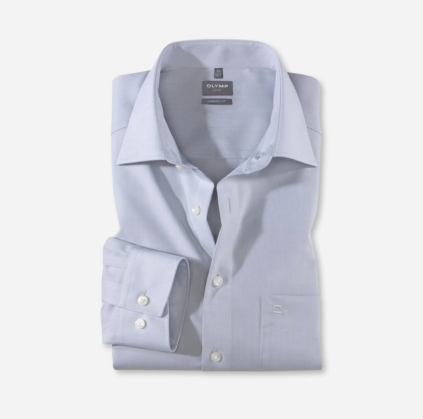 OLYMP LUXOR COMFORT FIT CHAMBRAY LANGARM HEMD SILBERGRAU