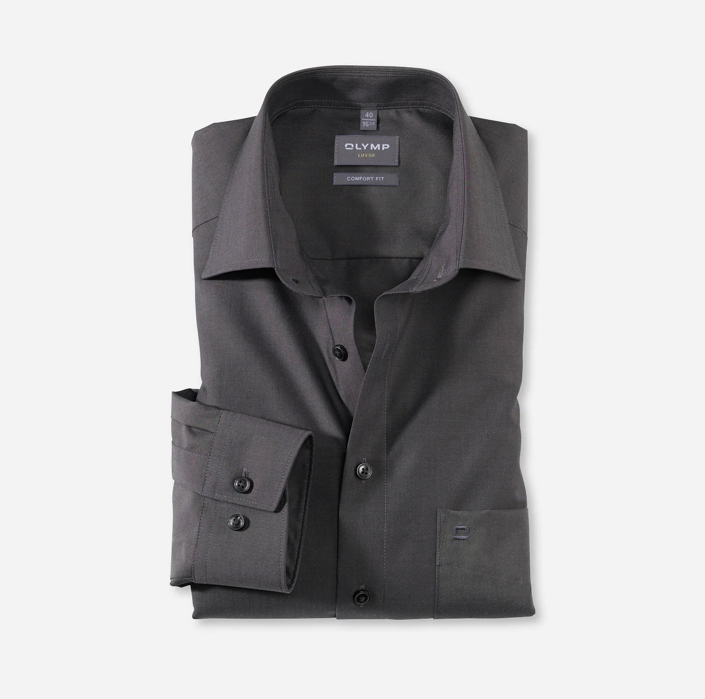 OLYMP LUXOR COMFORT FIT CHAMBRAY LANGARM HEMD ANTHRAZIT