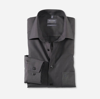 OLYMP LUXOR COMFORT FIT CHAMBRAY LANGARM HEMD ANTHRAZIT