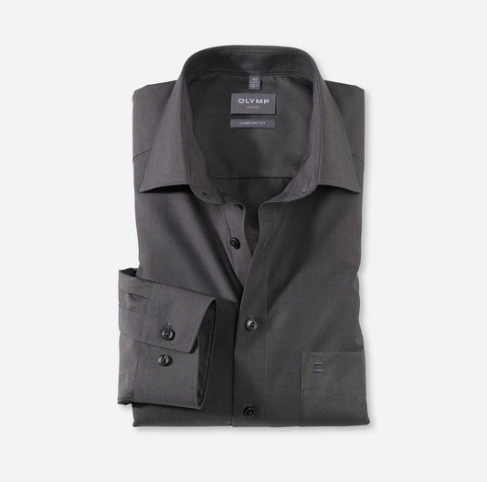 OLYMP LUXOR COMFORT FIT CHAMBRAY LANGARM HEMD ANTHRAZIT