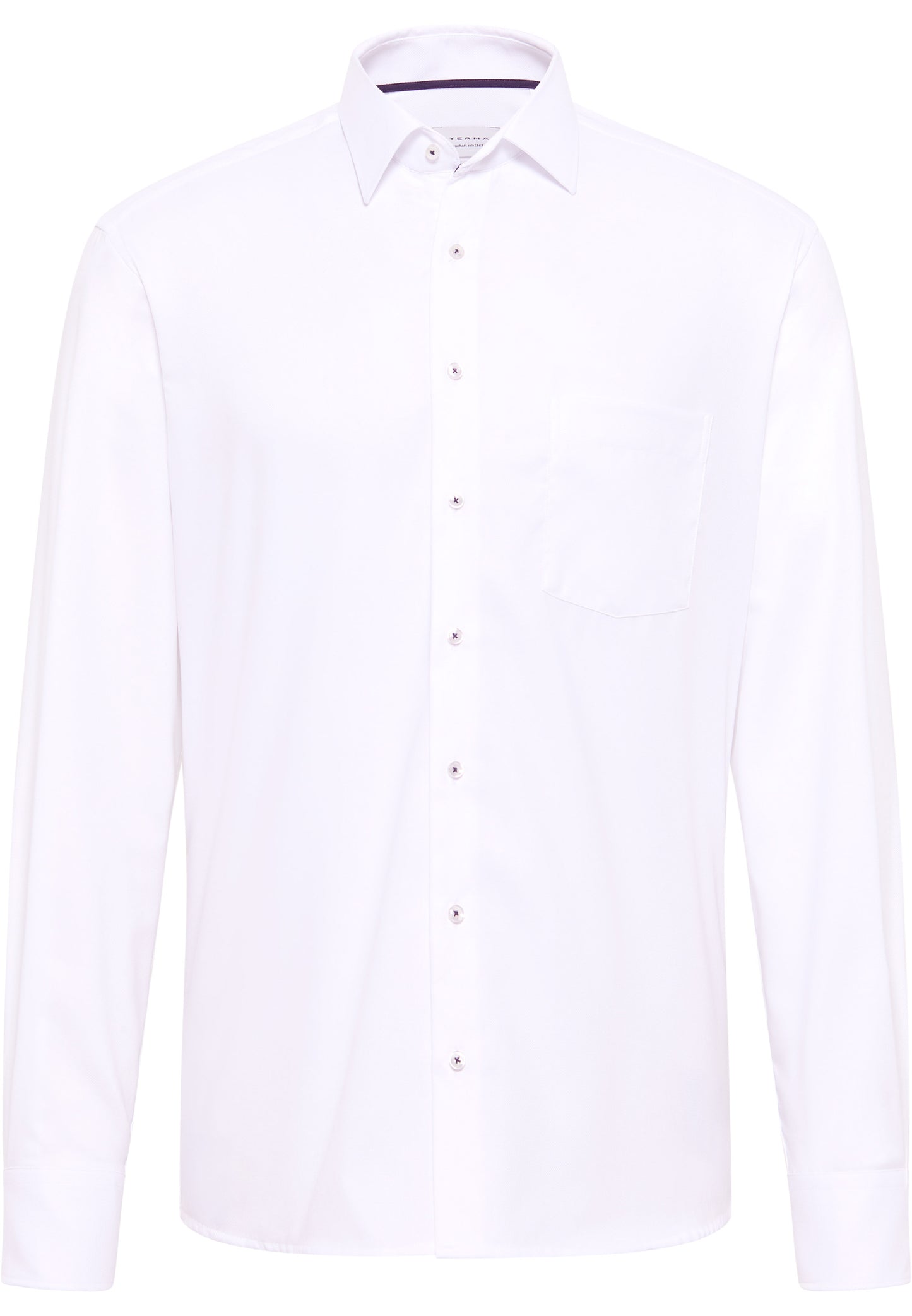 ETERNA LANGARM HEMD MODERN FIT STRUKTUR NATTÉ WEISS MIT PATCHUNG