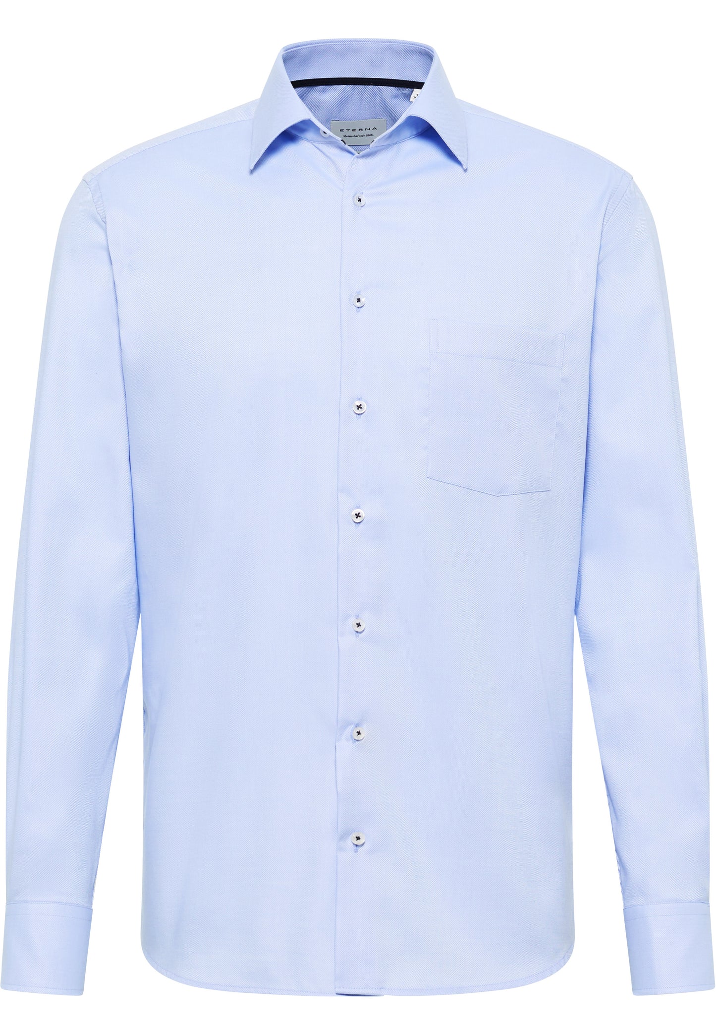 ETERNA LANGARM HEMD MODERN FIT STRUKTUR NATTÉ BLAU MIT PATCHUNG