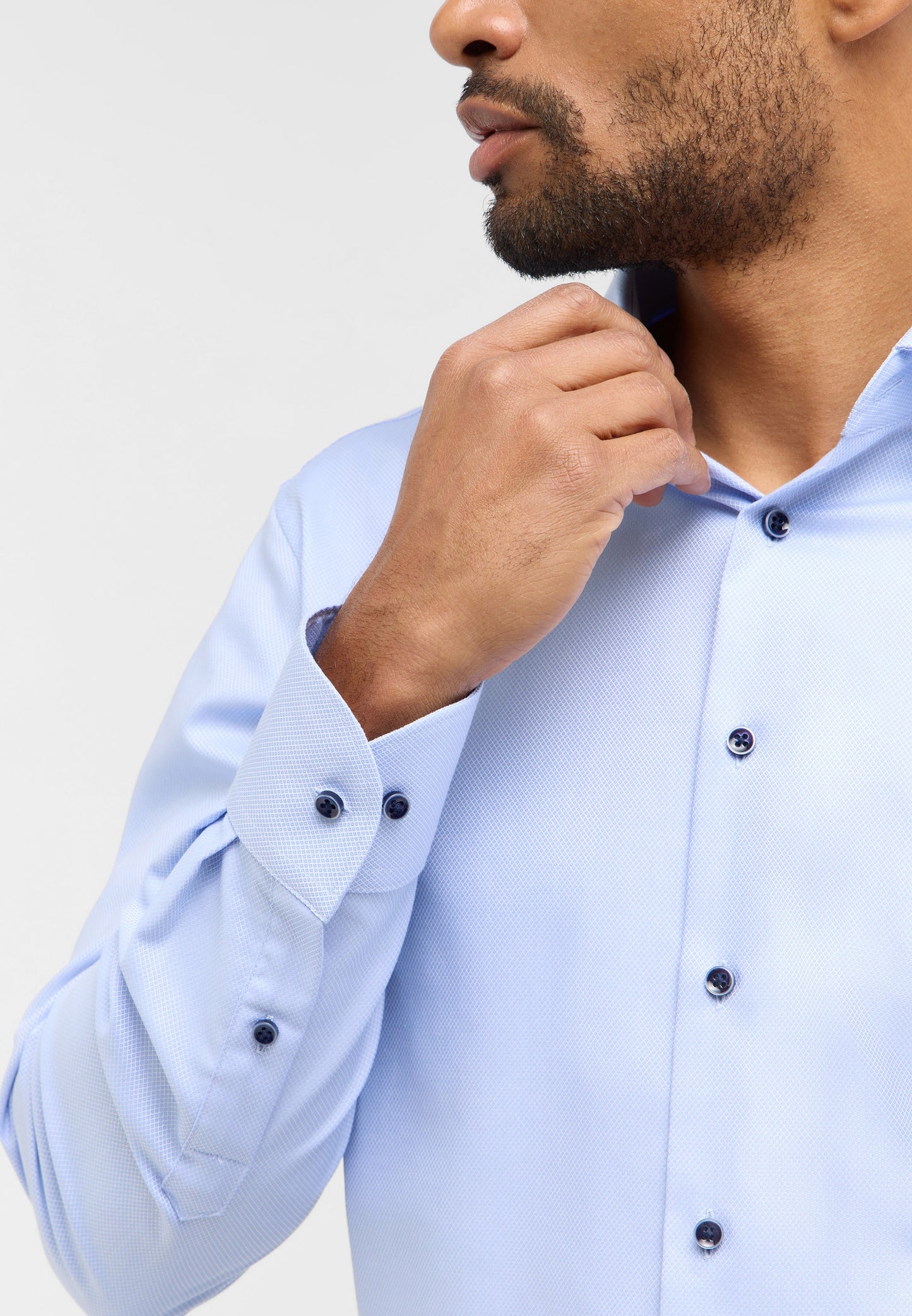 ETERNA LANGARM HEMD MODERN FIT DYNAMIC COTTON DOBBYDESIGN HELLBLAU