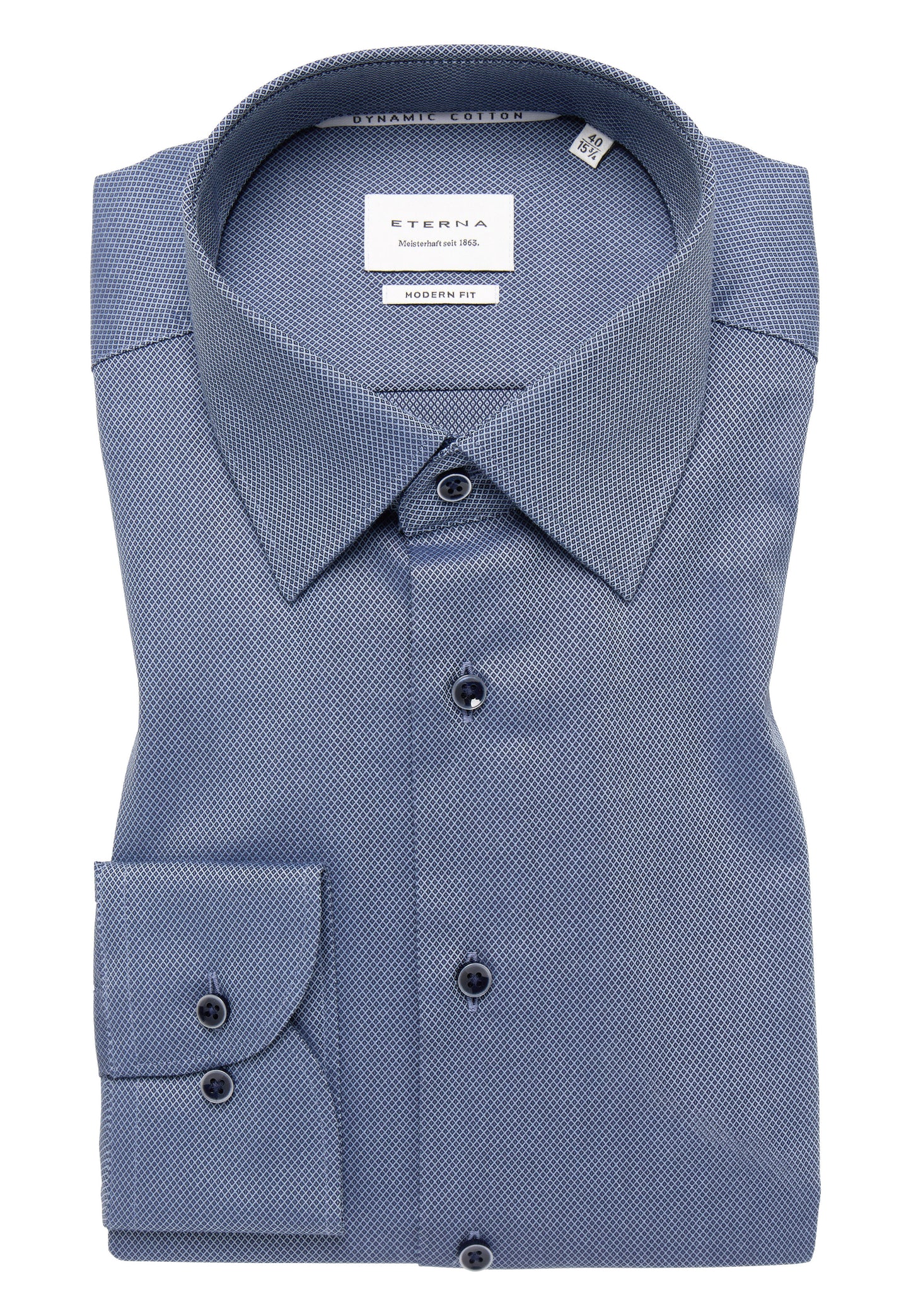 ETERNA LANGARM HEMD MODERN FIT DYNAMIC COTTON DOBBYDESIGN DUNKELBLAU