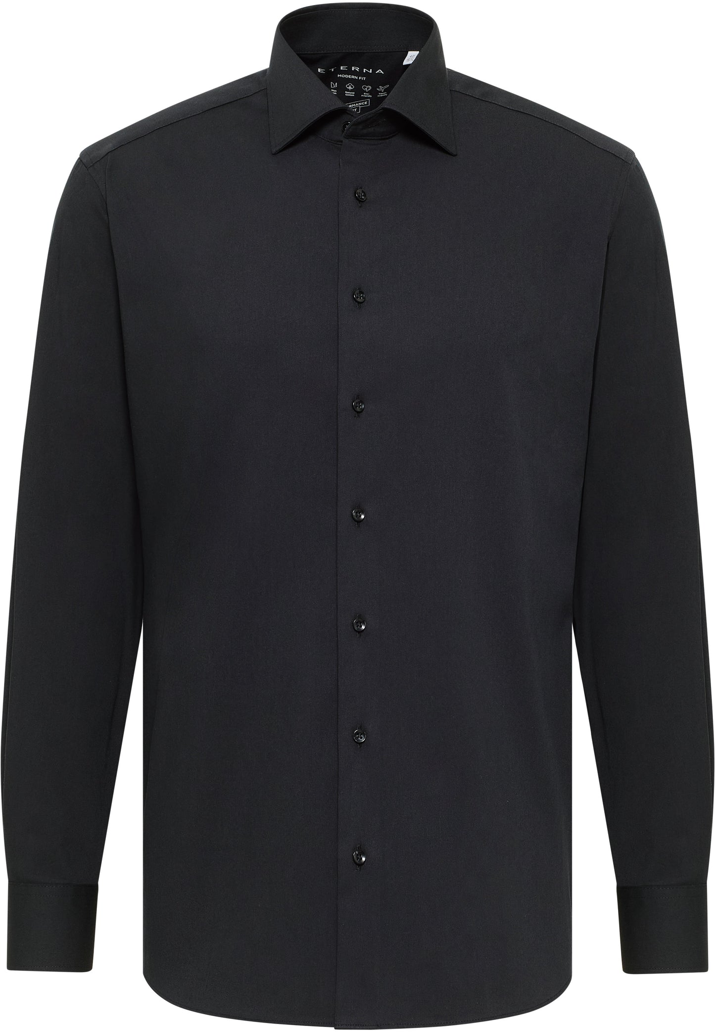 ETERNA LANGARM HEMD MODERN FIT PERFORMANCE SHIRT TWILL STRETCH SCHWARZ