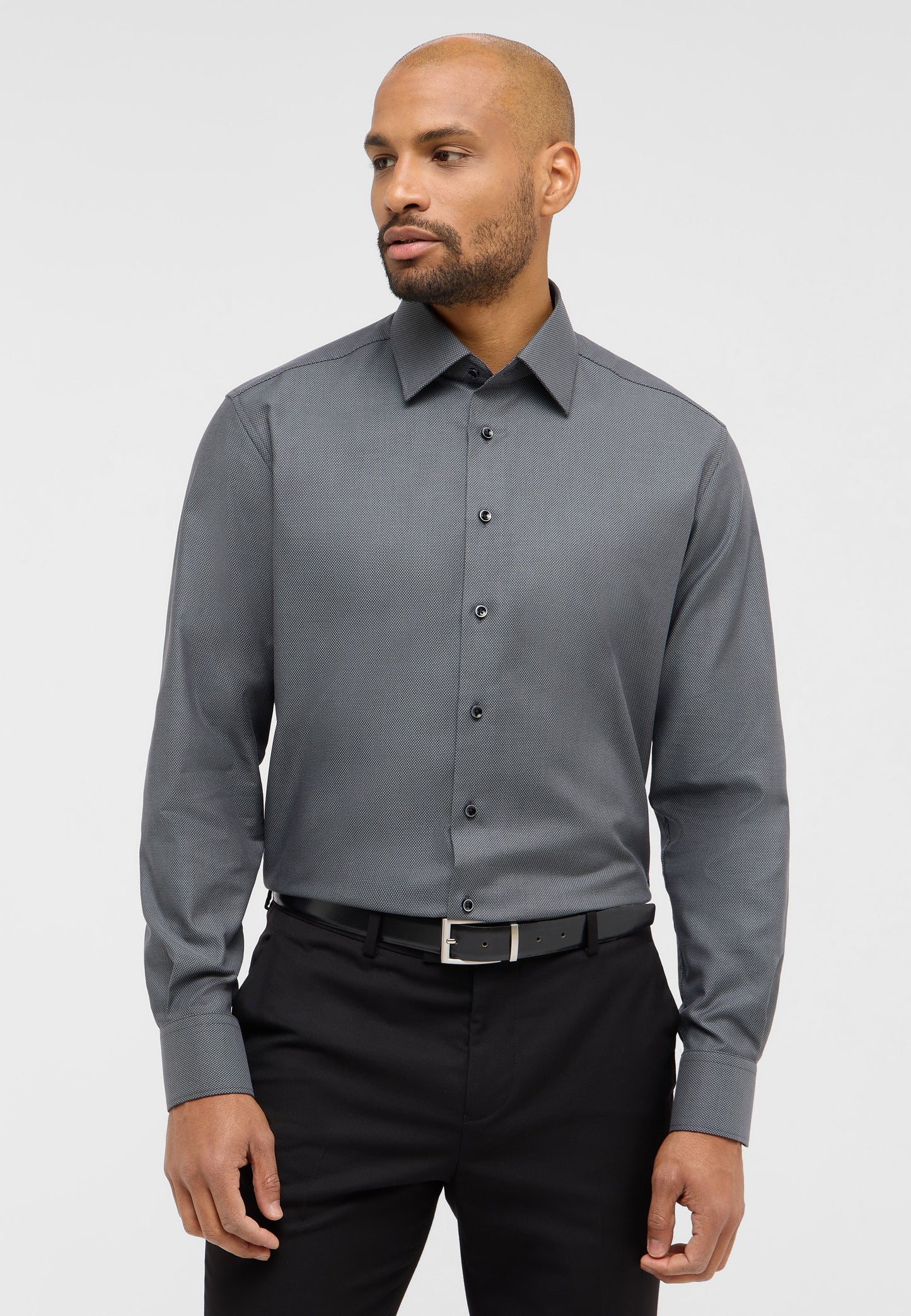 ETERNA LANGARM HEMD MODERN FIT DYNAMIC COTTON DOBBYDESIGN SCHWARZ