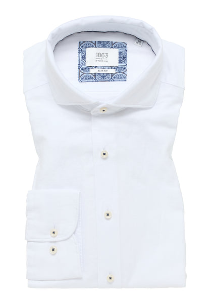 ETERNA LANGARM HEMD SLIM FIT LINEN SHIRT WEISS