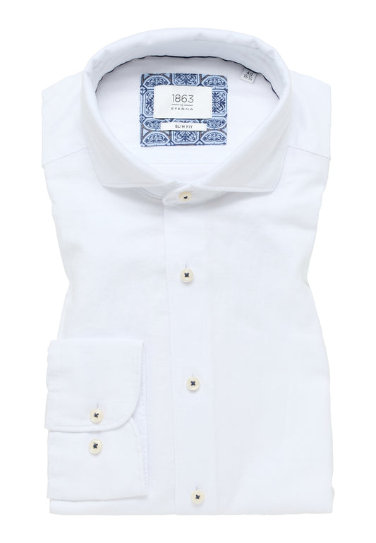 ETERNA LANGARM HEMD SLIM FIT LINEN SHIRT WEISS