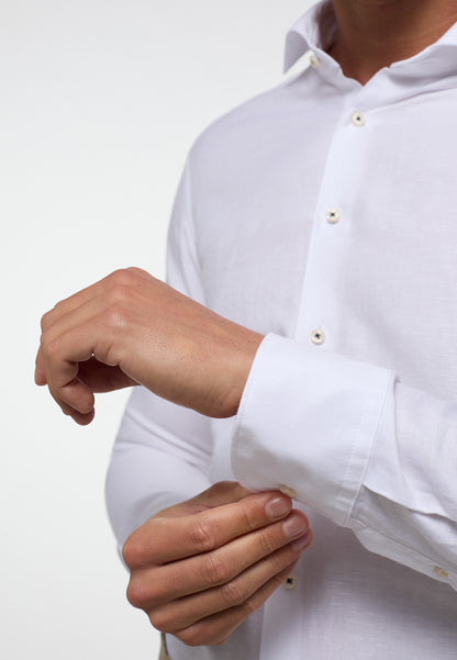 ETERNA LANGARM HEMD SLIM FIT LINEN SHIRT WEISS