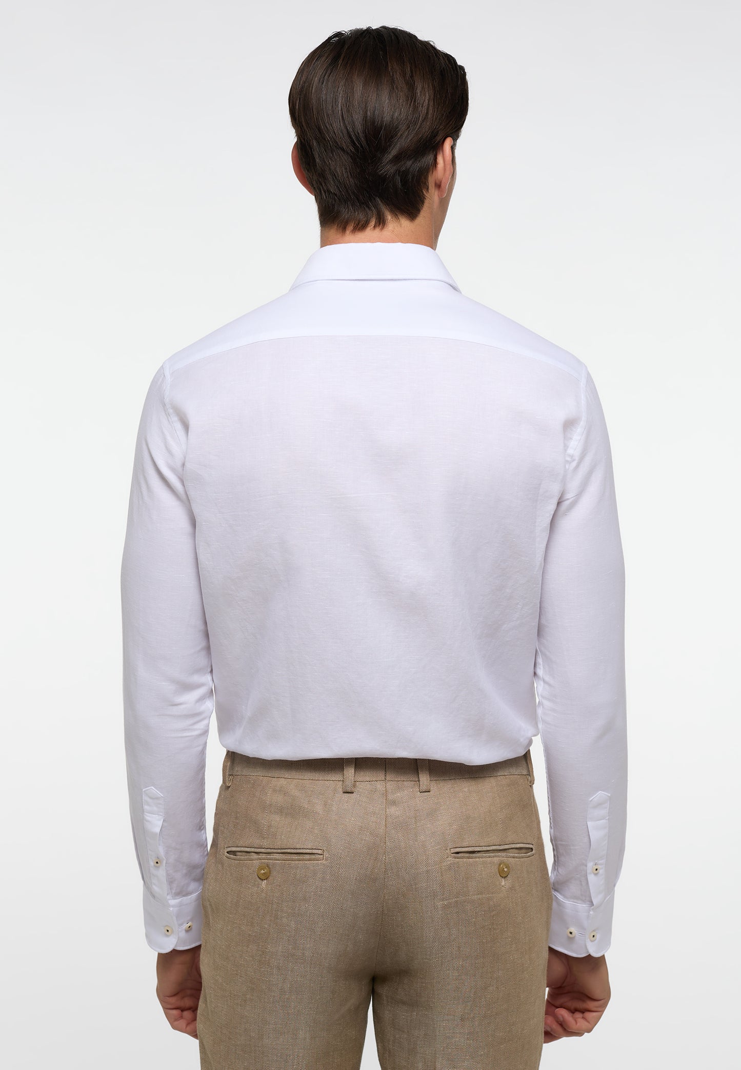 ETERNA LANGARM HEMD SLIM FIT LINEN SHIRT WEISS