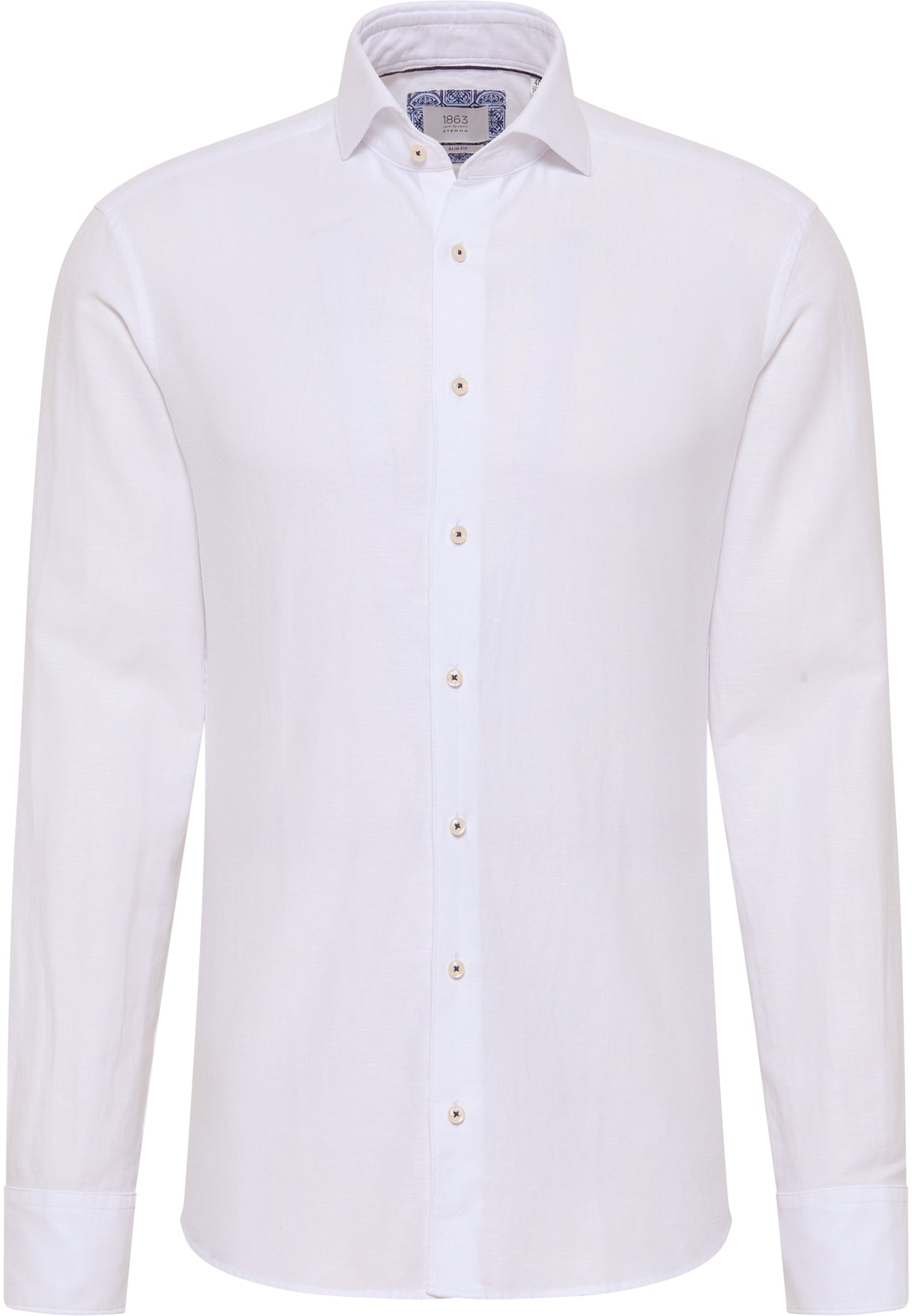 ETERNA LANGARM HEMD SLIM FIT LINEN SHIRT WEISS