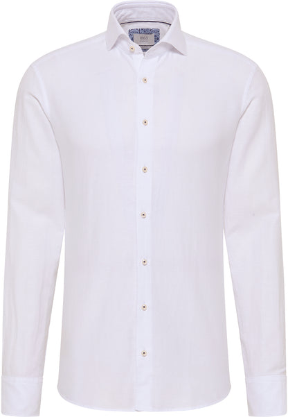ETERNA LANGARM HEMD SLIM FIT LINEN SHIRT WEISS