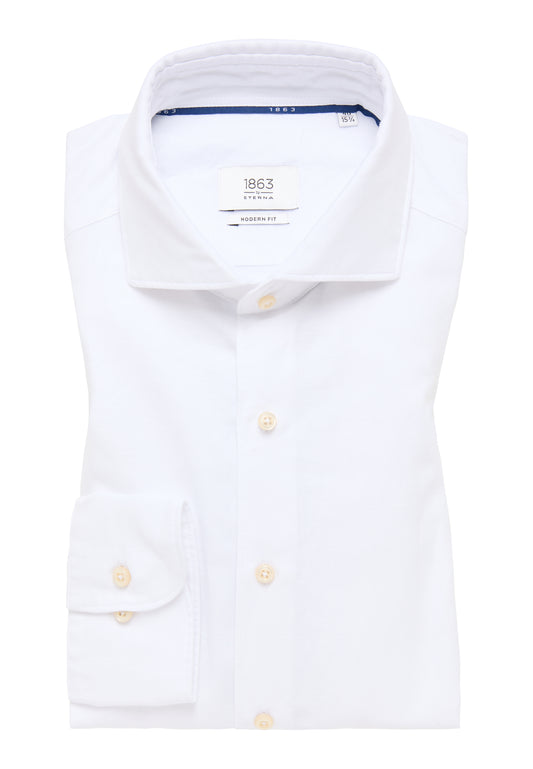 ETERNA LANGARM HEMD MODERN FIT LINEN SHIRT WEISS