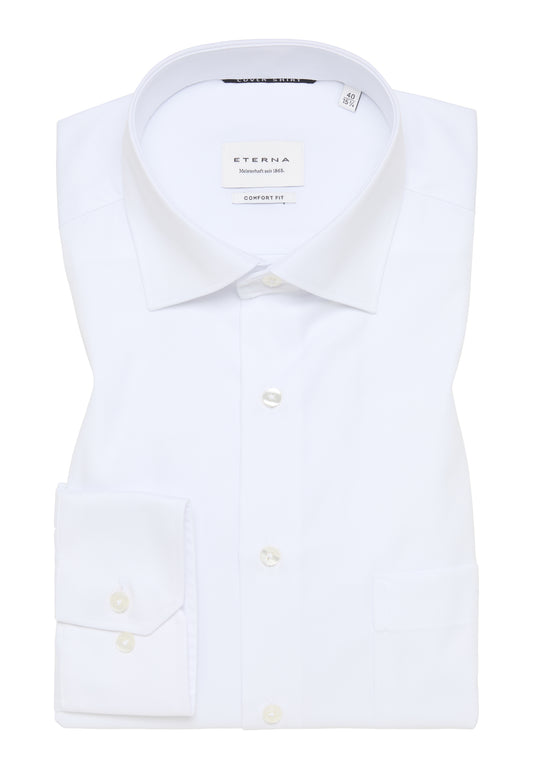 ETERNA LANGARM HEMD COMFORT FIT COVER SHIRT TWILL WEISS