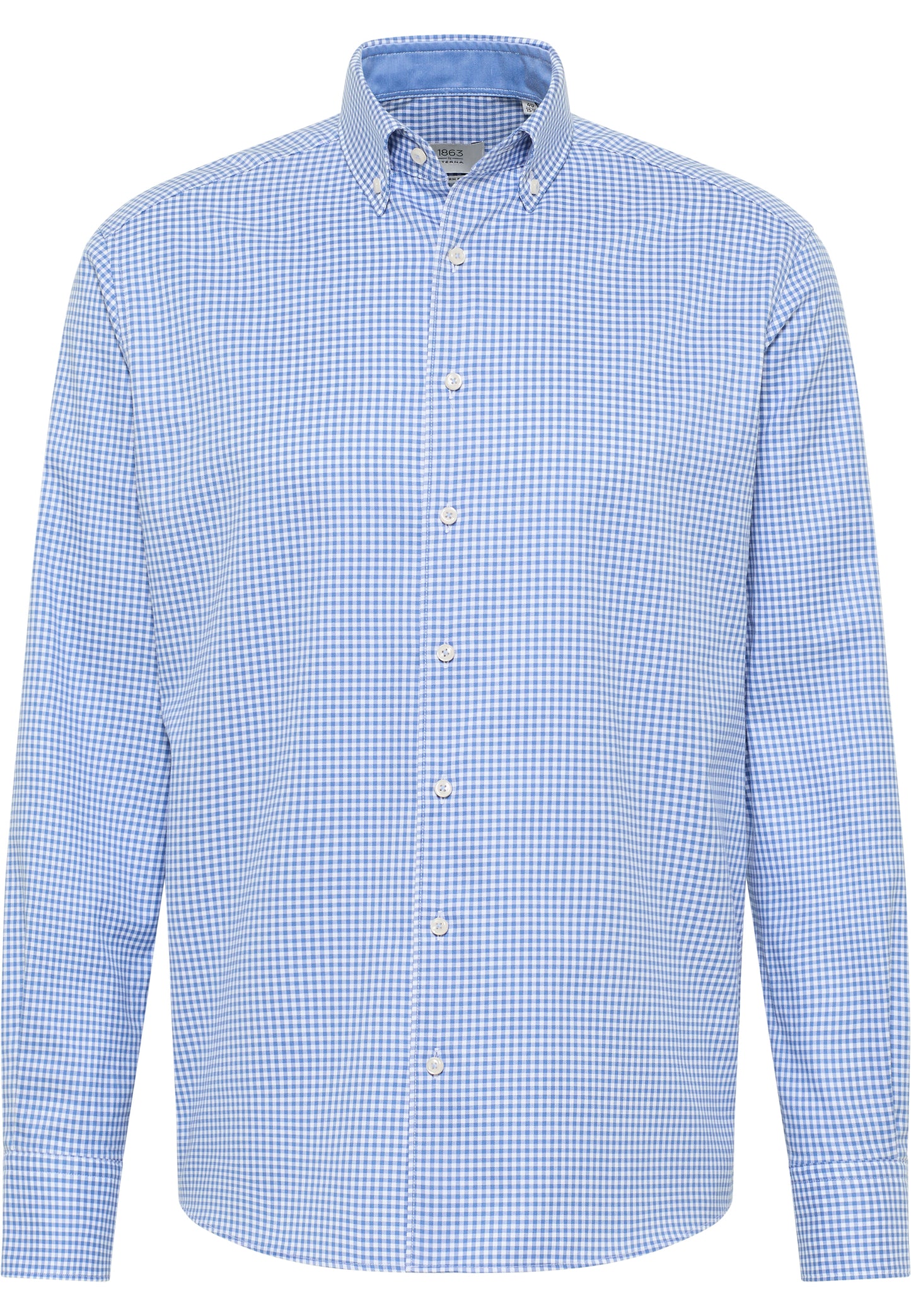 ETERNA LANGARM HEMD MODERN FIT KARIERT TWILL BLAU/WEISS MIT PATCHUNG