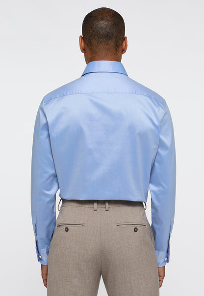 ETERNA LANGARM HEMD MODERN FIT SOFT LUXURY SHIRT HELLBLAU MIT PATCHUNG