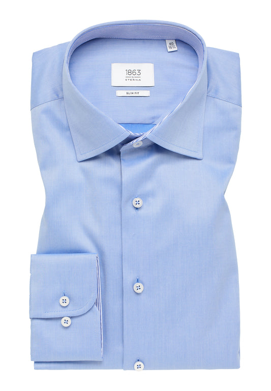 ETERNA LANGARM HEMD LUXURY SHIRT SLIM FIT HELLBLAU MIT PATCHUNG