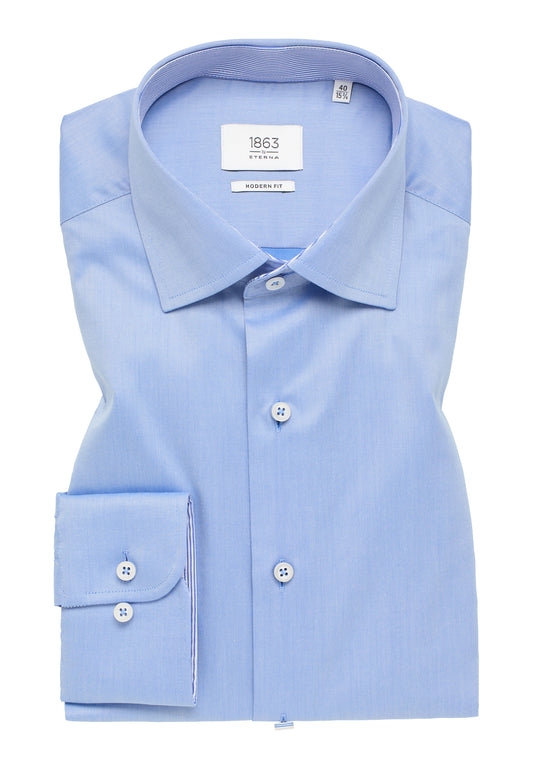ETERNA LANGARM HEMD LUXURY SHIRT MODERN FIT BLAU MIT PATCHUNG