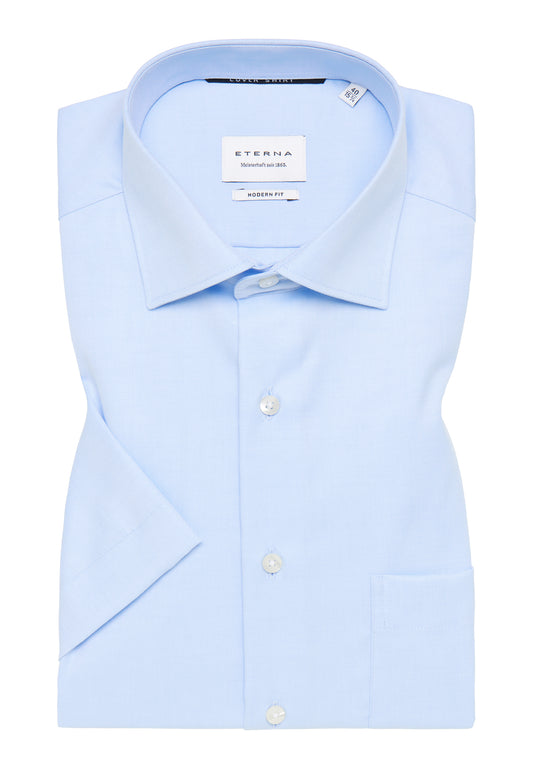 ETERNA KURZARM HEMD MODERN FIT COVER SHIRT BÜGELFREI HELLBLAU