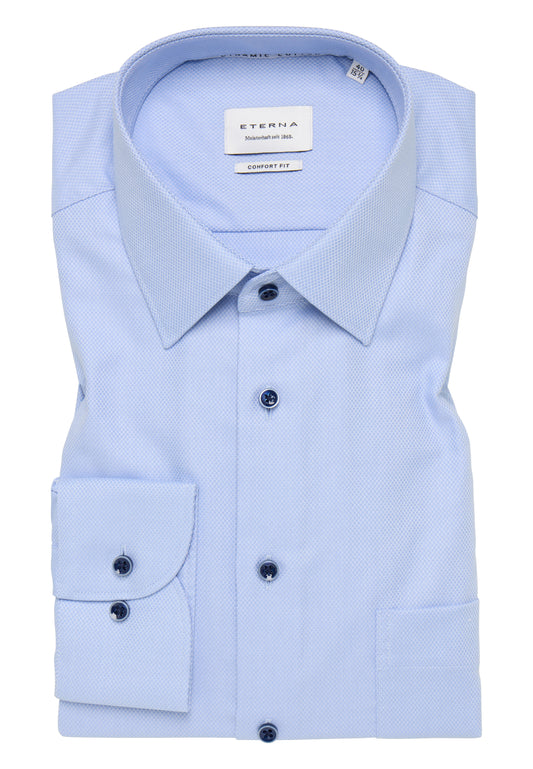 ETERNA LANGARM HEMD COMFORT FIT DYNAMIC COTTON BÜGELFREI HELLBLAU