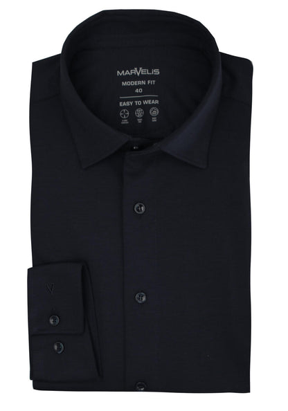 MARVELIS LANGARM JERSEYHEMD MODERN FIT NAVY