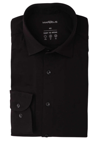 MARVELIS LANGARM JERSEYHEMD BODY FIT SCHWARZ
