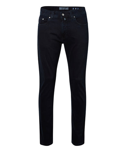 PIERRE CARDIN JEANS FUTUREFLEX LYON TAPTERED TAPERED FIT GREEN RIVET BLUE/BLACK USED