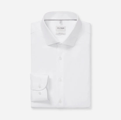 OLYMP LEVEL FIVE BODY FIT TWILL LANGARM HEMD WEISS