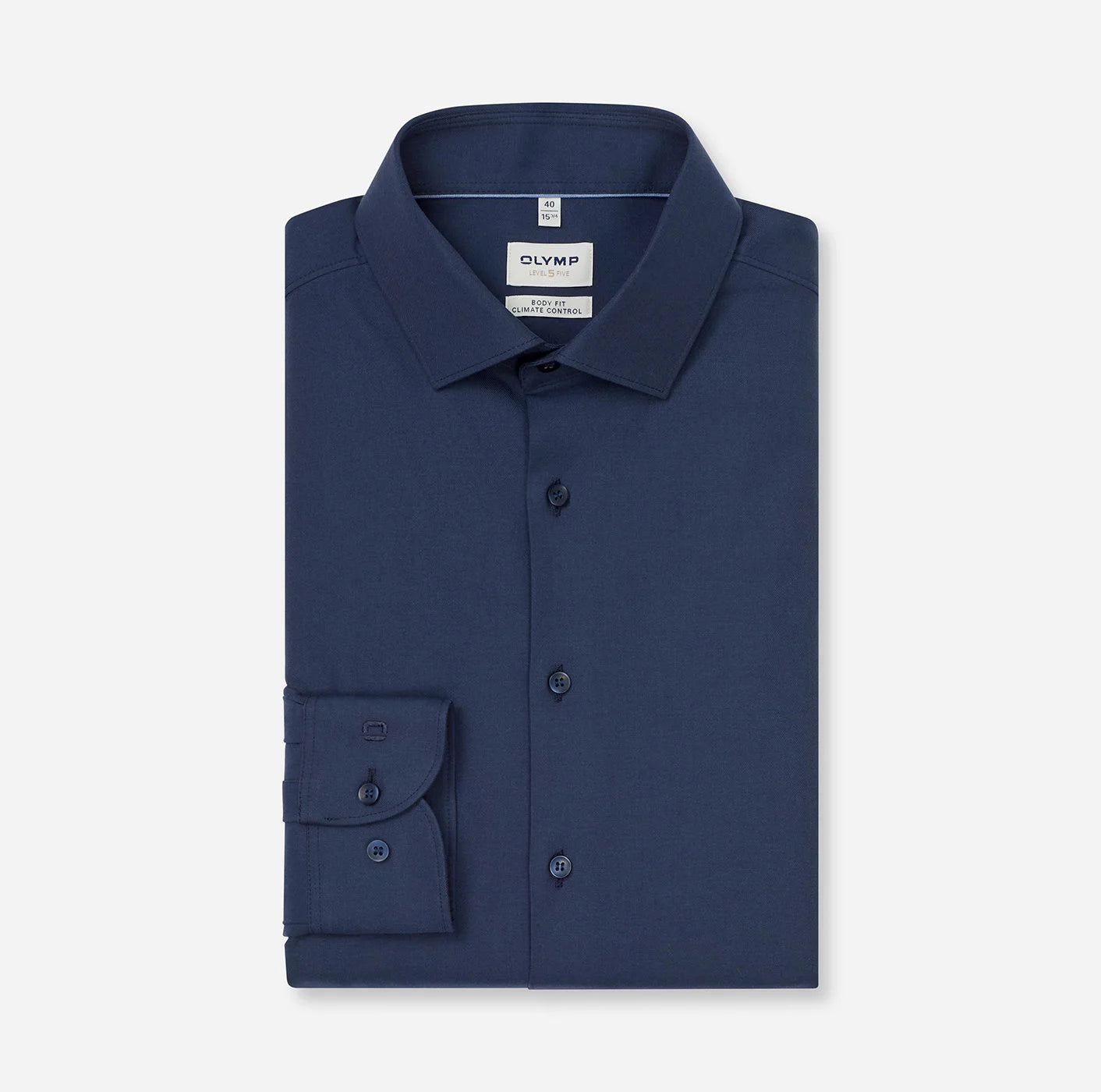 OLYMP LEVEL FIVE BODY FIT TWILL LANGARM HEMD MARINE