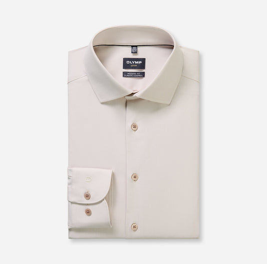 OLYMP TWILL LANGARM HEMD MODERN FIT TAUPE