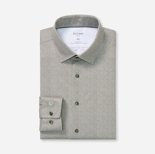 OLYMP JERSEY LANGARM HEMD MODERN FIT GRAU-GRÜN