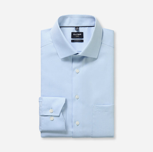 OLYMP LUXOR MODERN FIT FAUX UNI LANGARM HEMD HELLBLAU