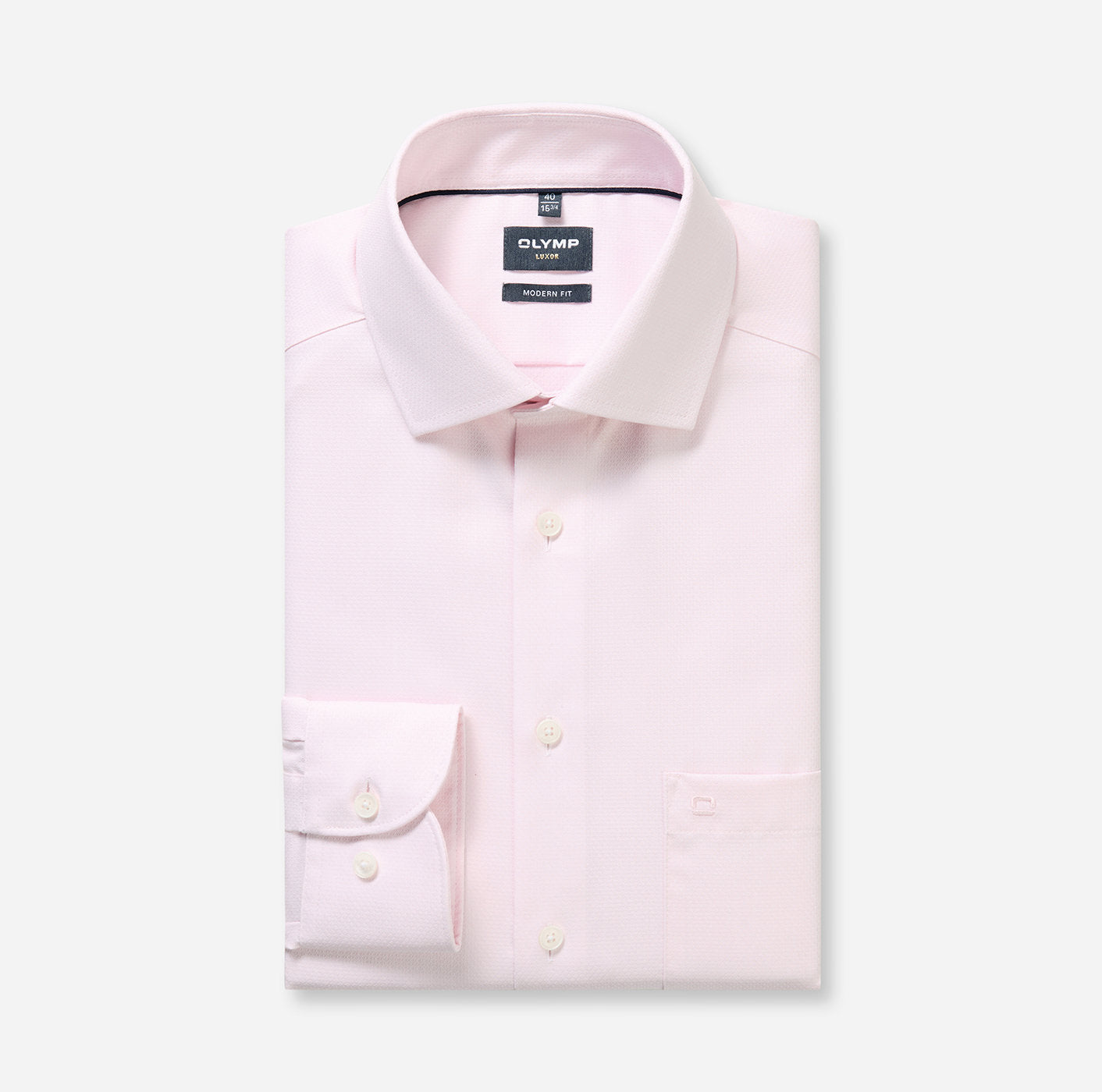 OLYMP LUXOR MODERN FIT FAUX UNI LANGARM HEMD HELLROSÉ