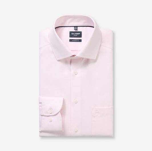 OLYMP LUXOR MODERN FIT FAUX UNI LANGARM HEMD HELLROSÉ