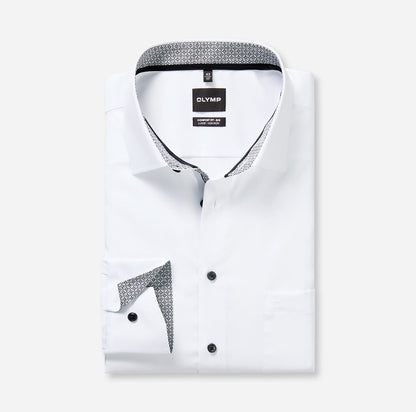 OLYMP LUXOR COMFORT FIT BIG UNI LANGARM HEMD WEISS MIT PATCHUNG