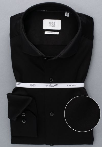 ETERNA LANGARM HEMD MODERN FIT JERSEY SHIRT SCHWARZ