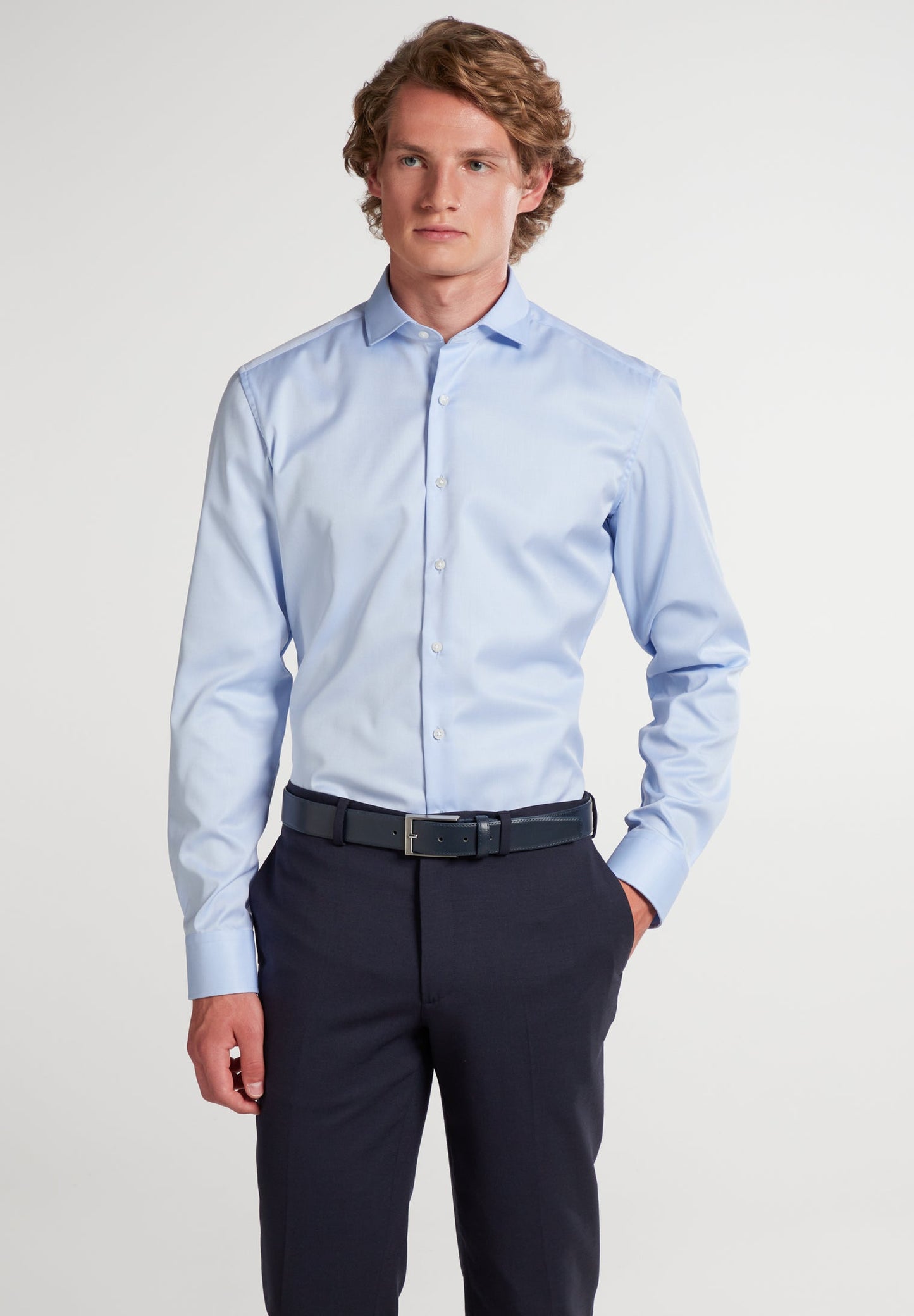 ETERNA LANGARM HEMD SLIM FIT COVER SHIRT TWILL BLAU