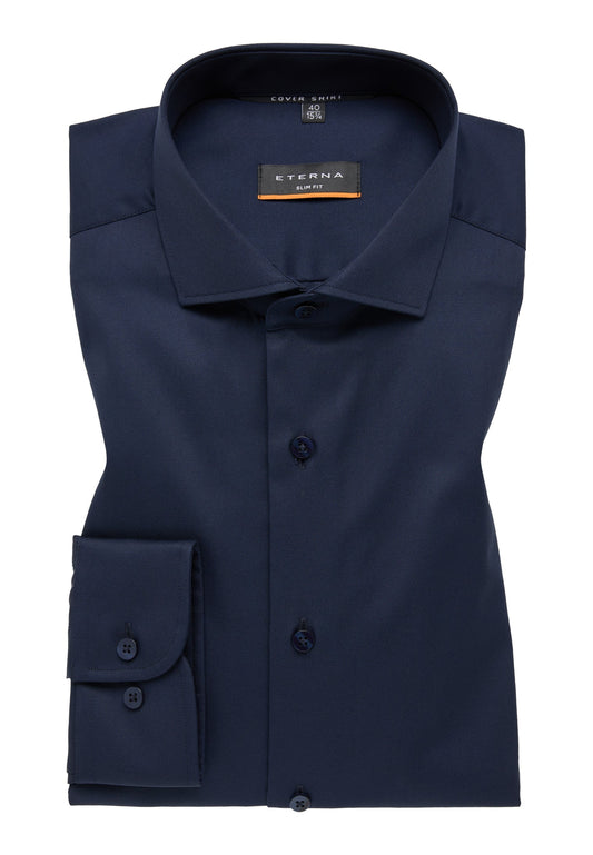 ETERNA LANGARM HEMD SLIM FIT COVER SHIRT TWILL NAVY