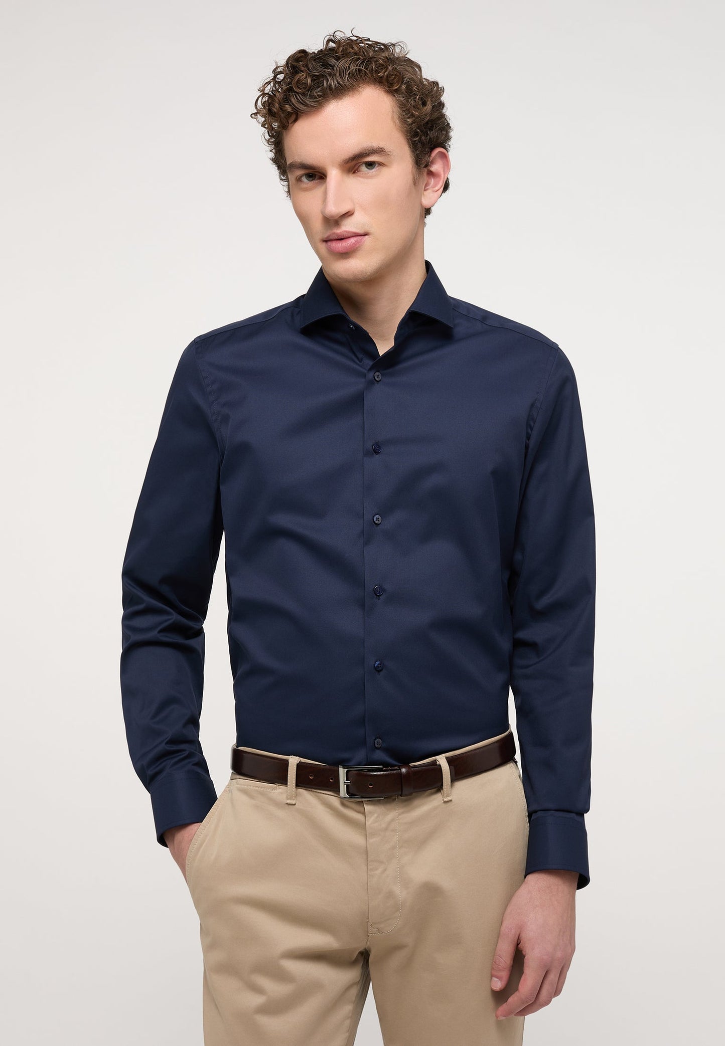 ETERNA LANGARM HEMD SLIM FIT COVER SHIRT TWILL NAVY