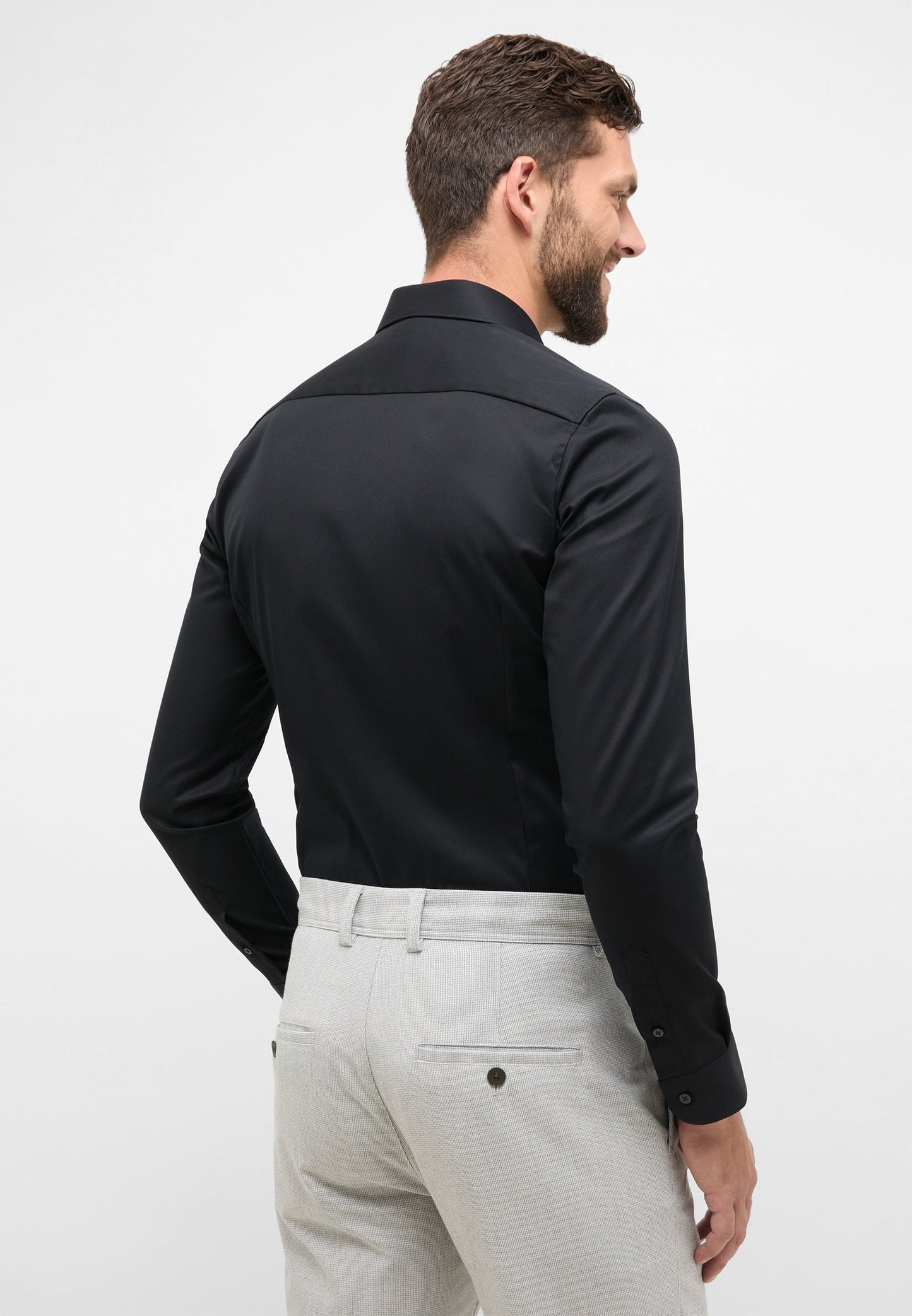 ETERNA LANGARM HEMD SUPER SLIM COVER SHIRT SCHWARZ