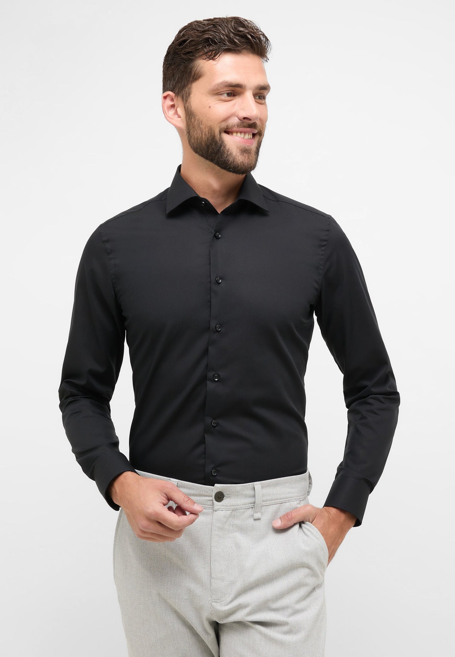 ETERNA LANGARM HEMD SLIM FIT ORIGINAL SHIRT SCHWARZ