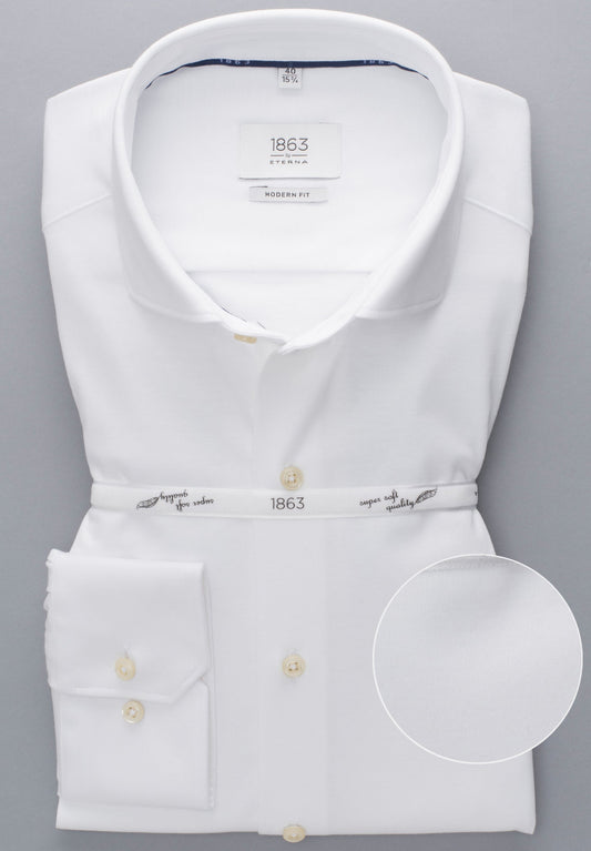 ETERNA LANGARM HEMD MODERN FIT JERSEY SHIRT WEISS