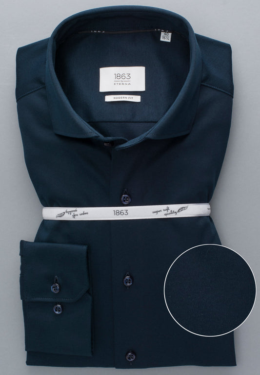 ETERNA LANGARM HEMD MODERN FIT JERSEY SHIRT MARINE