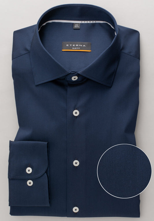 ETERNA LANGARM HEMD SLIM FIT PERFORMANCE SHIRT MARINE
