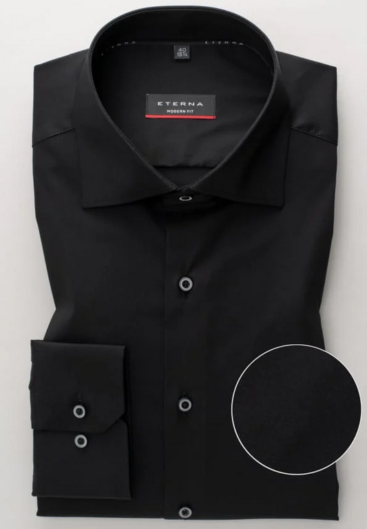 ETERNA LANGARM HEMD MODERN FIT PERFORMANCE SHIRT STRETCH SCHWARZ