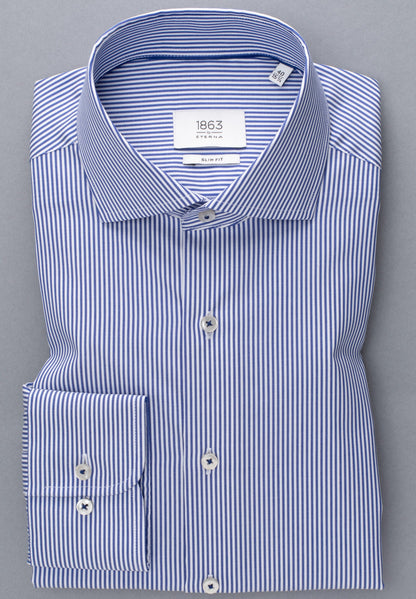 ETERNA LANGARM HEMD SLIM FIT STREIFEN TWILL BLAU/WEISS
