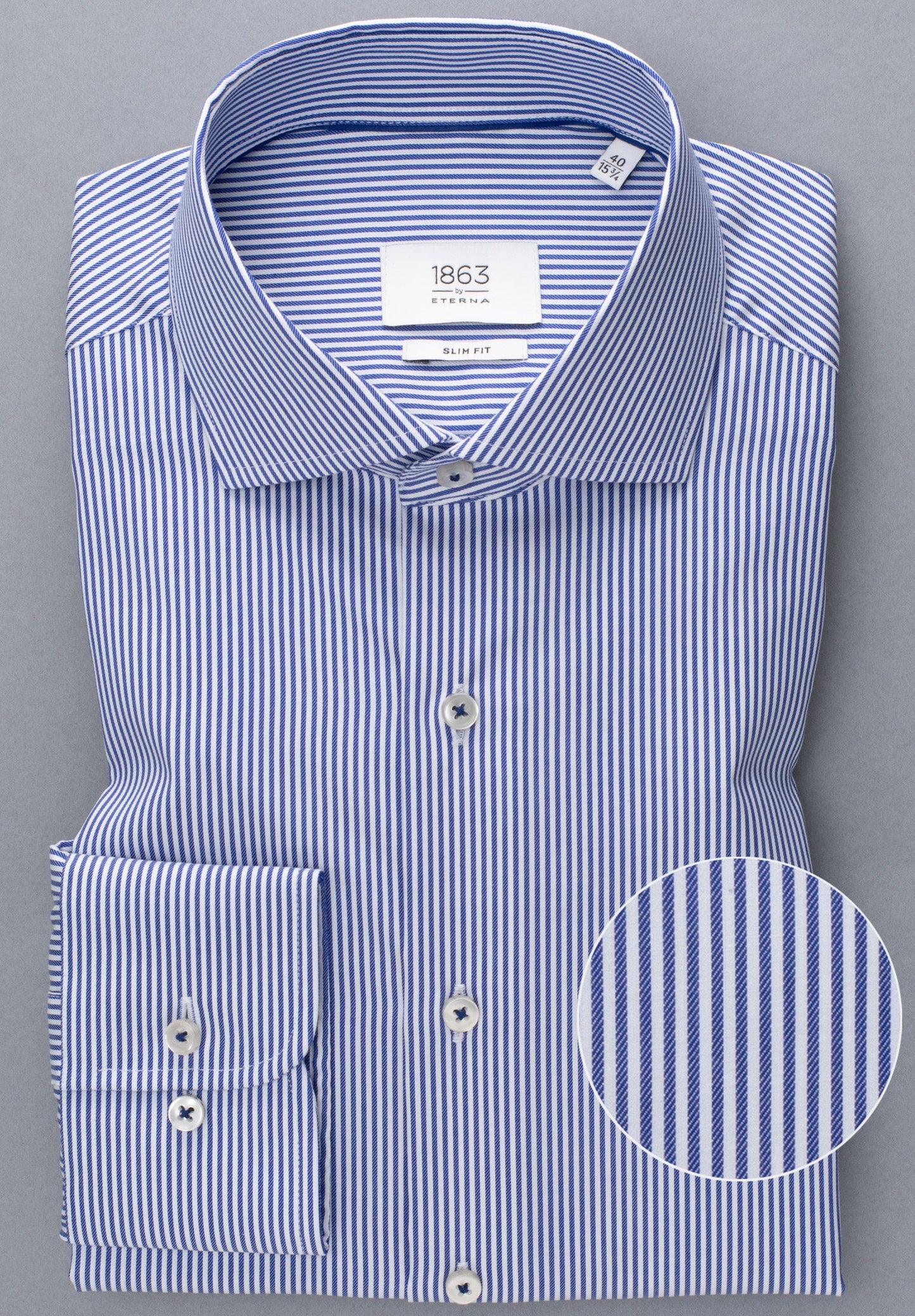ETERNA LANGARM HEMD SLIM FIT STREIFEN TWILL BLAU/WEISS
