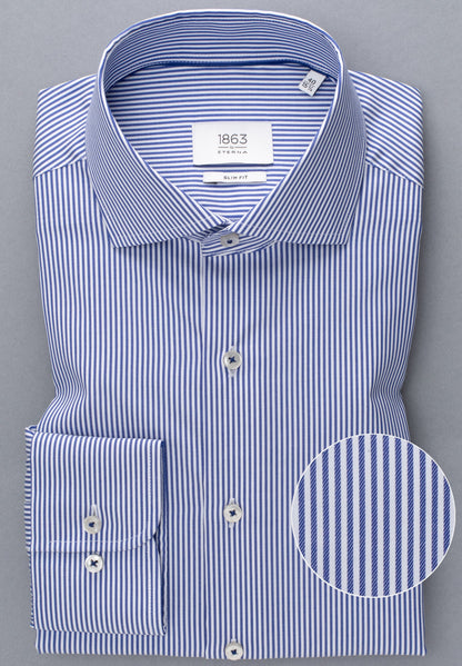 ETERNA LANGARM HEMD SLIM FIT STREIFEN TWILL BLAU/WEISS