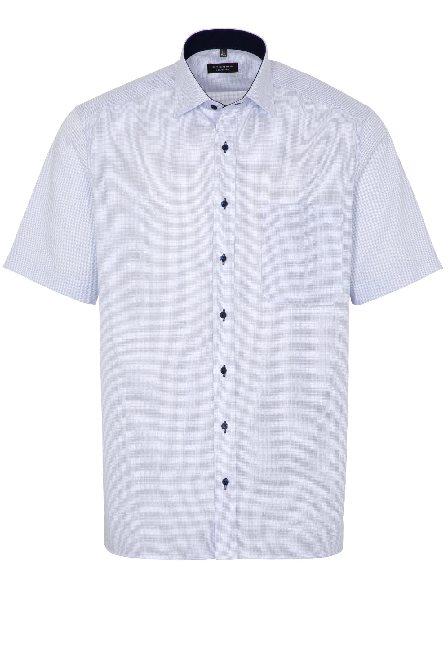 ETERNA KURZARM HEMD COMFORT FIT STRUKTUR HELLBLAU