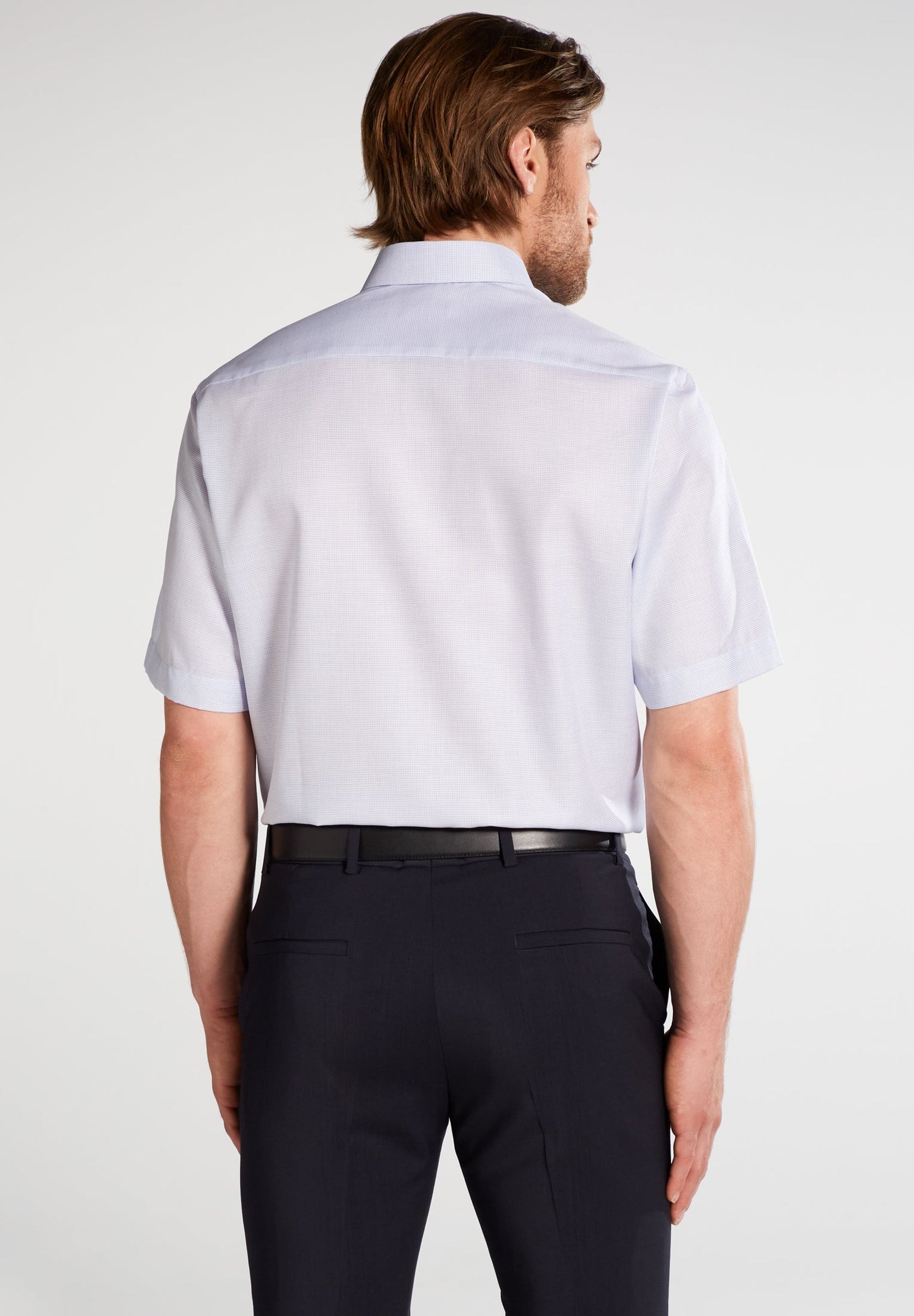 ETERNA KURZARM HEMD COMFORT FIT STRUKTUR HELLBLAU